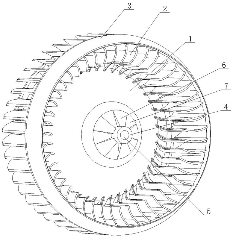 Impeller with high-low curved surface structure