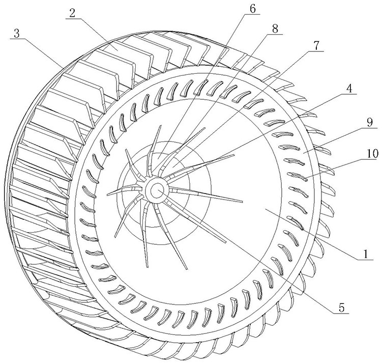 Impeller with high-low curved surface structure