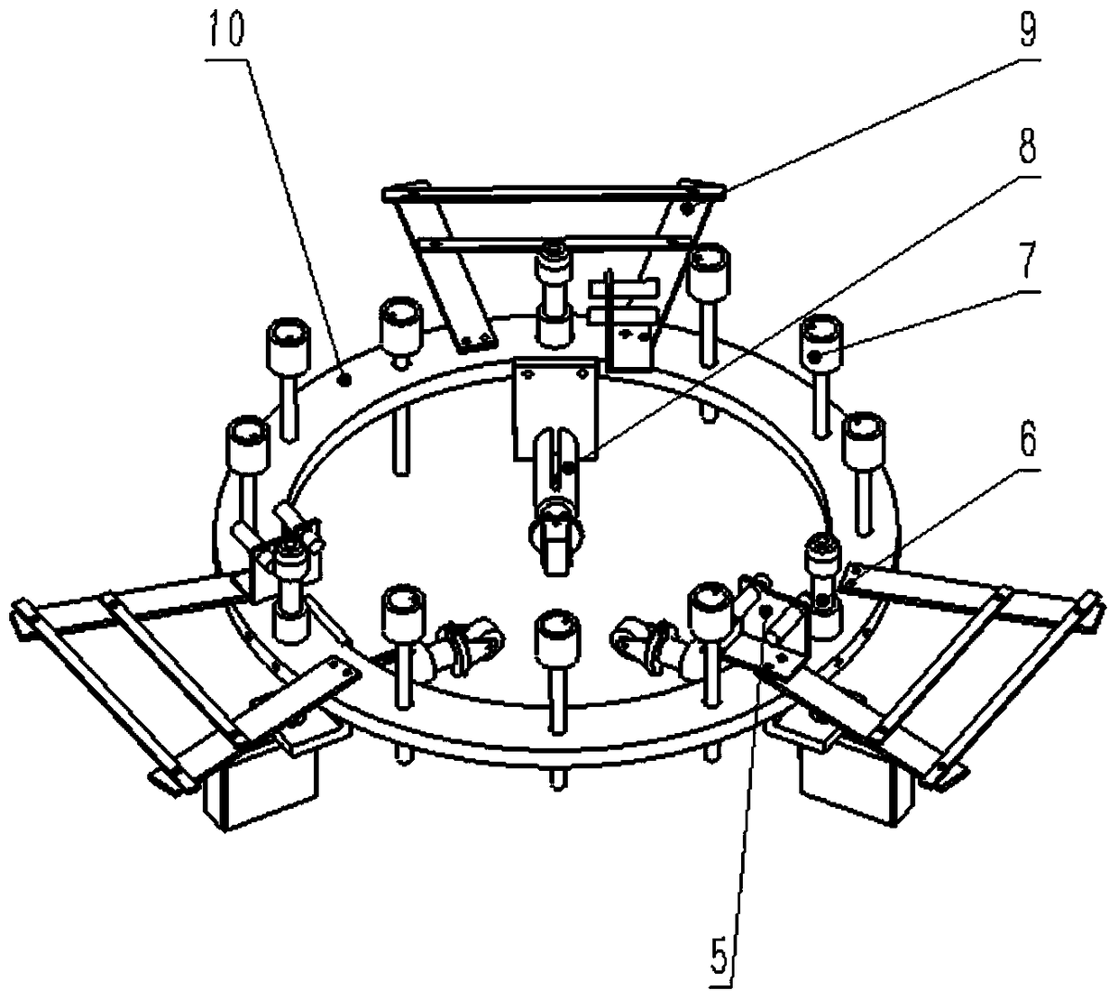 A lift-type high-pole lamp with a semi-automatic hooking device installed