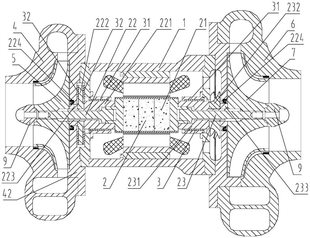 Two-stage air suspension centrifugal compressor capable of reducing radial force