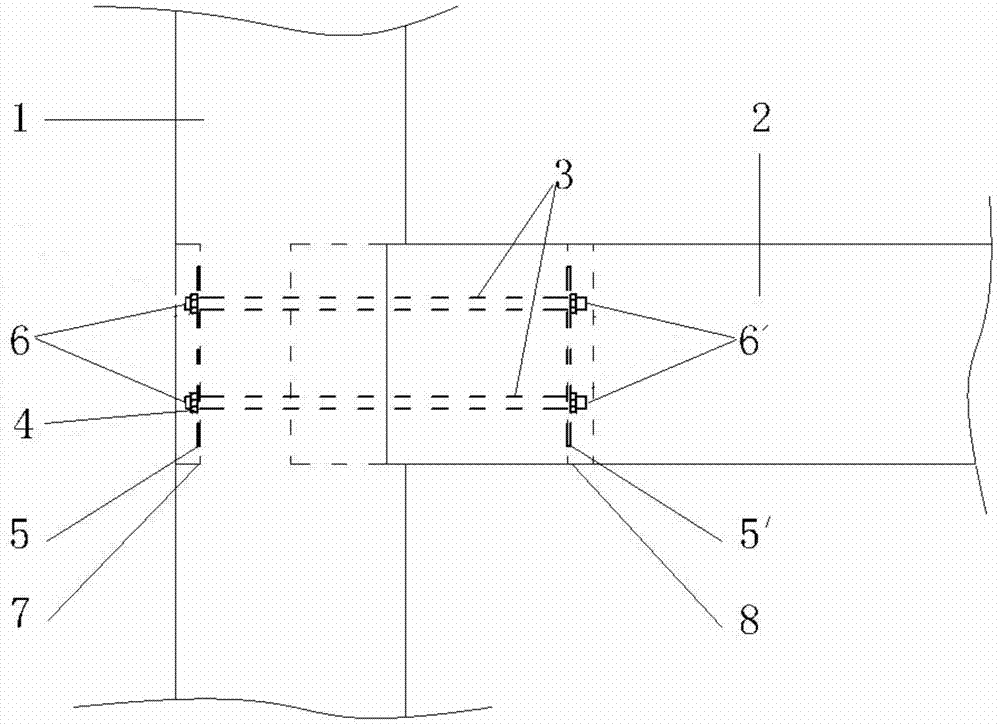 Hidden type reinforcing node of side span node of wood structure traditional architecture and preparation method of hidden type reinforcing node