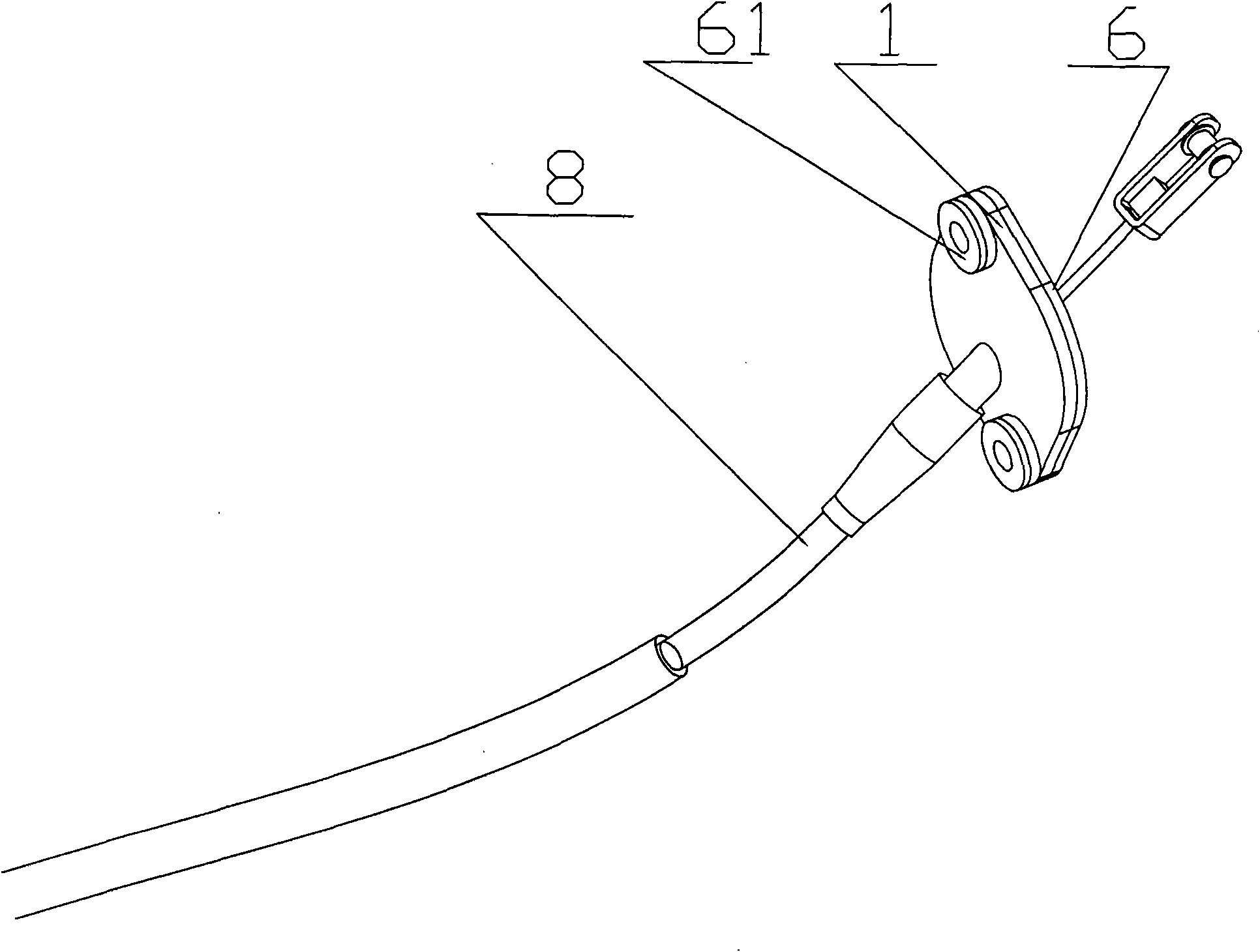 Assembly component of automobile clutch cable on front wall board of automobile