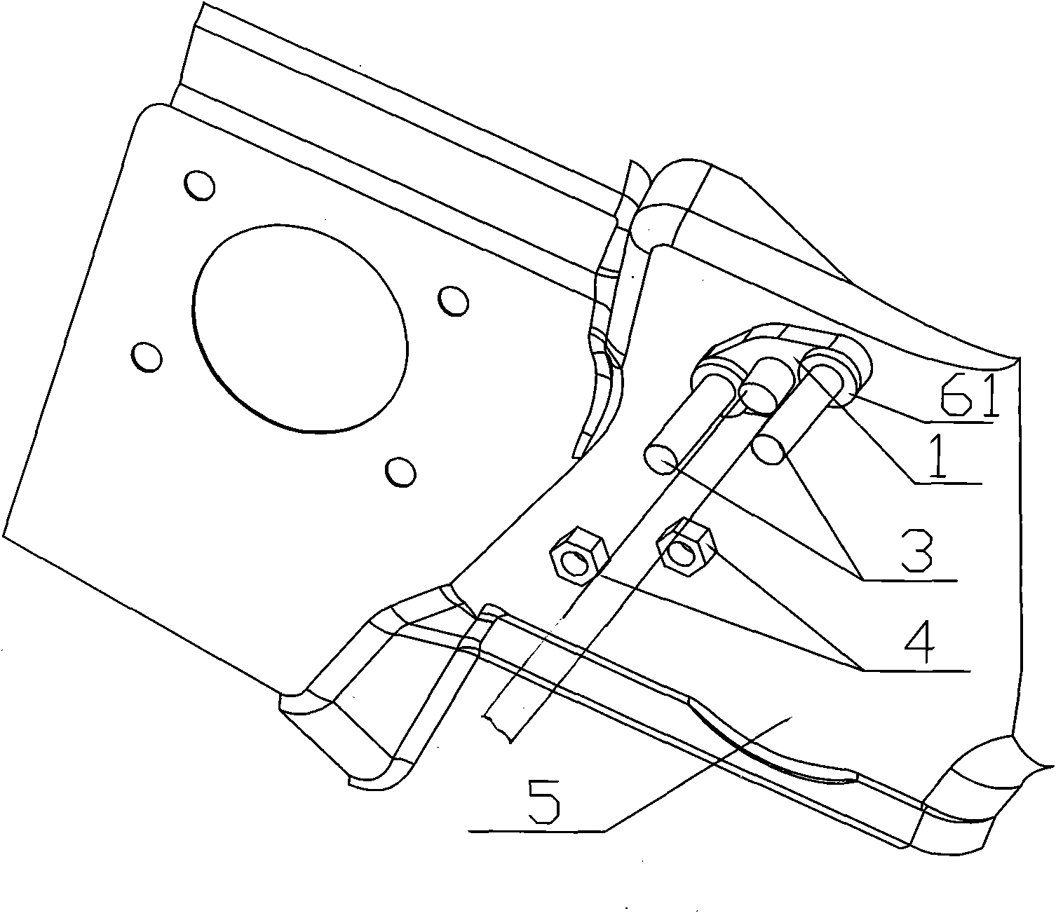 Assembly component of automobile clutch cable on front wall board of automobile