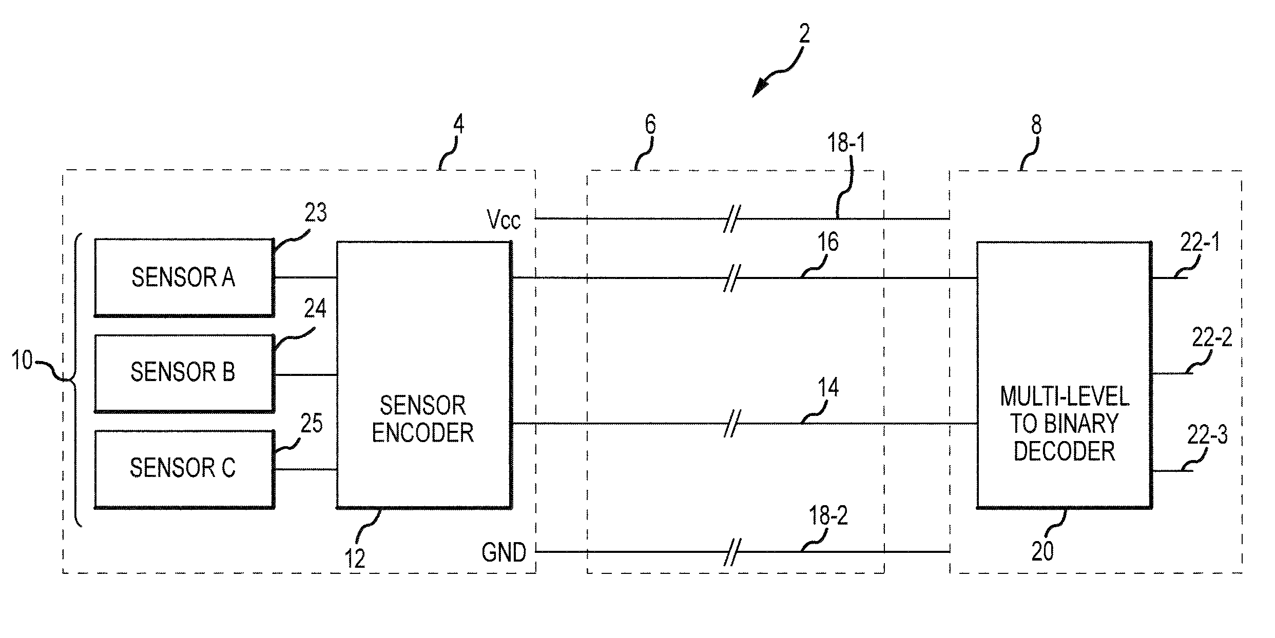 Sensor wire count reduction system