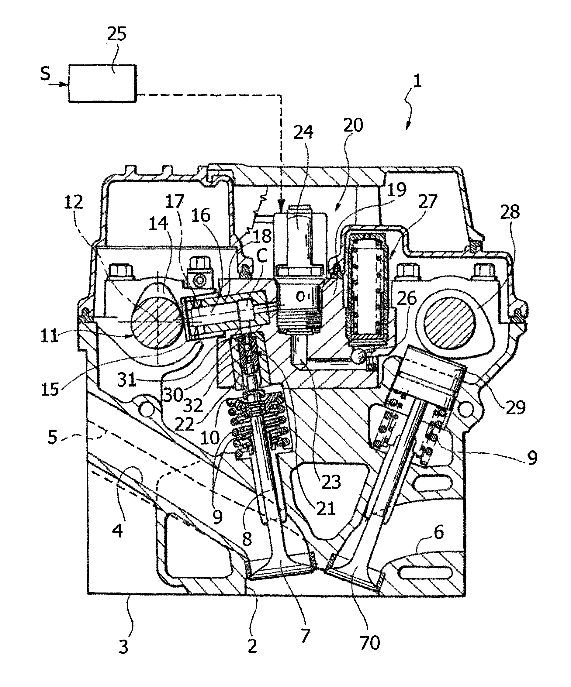 Spark ignition internal combustion engine having intake valves with variable actuation and delayed closure