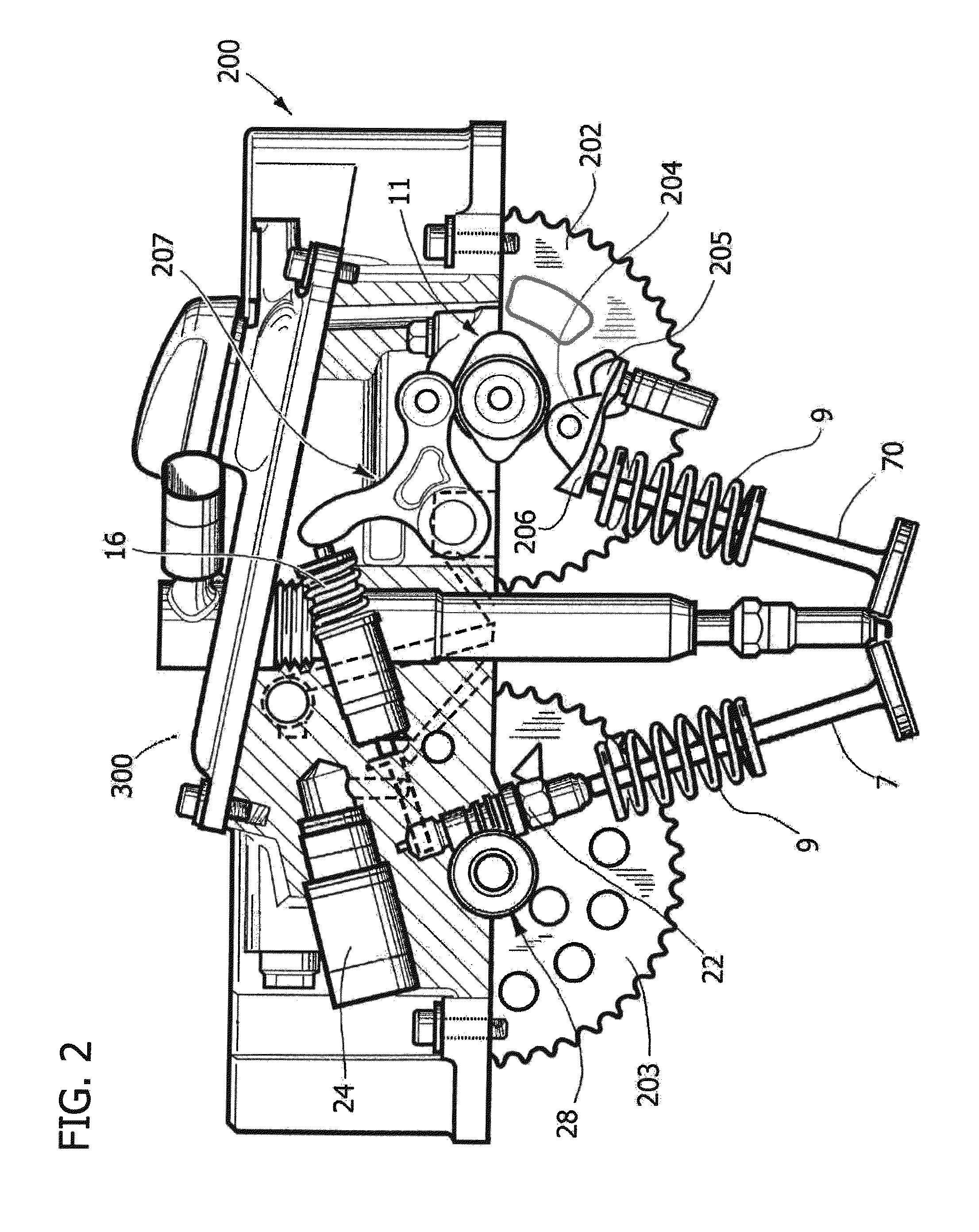 Spark ignition internal combustion engine having intake valves with variable actuation and delayed closure