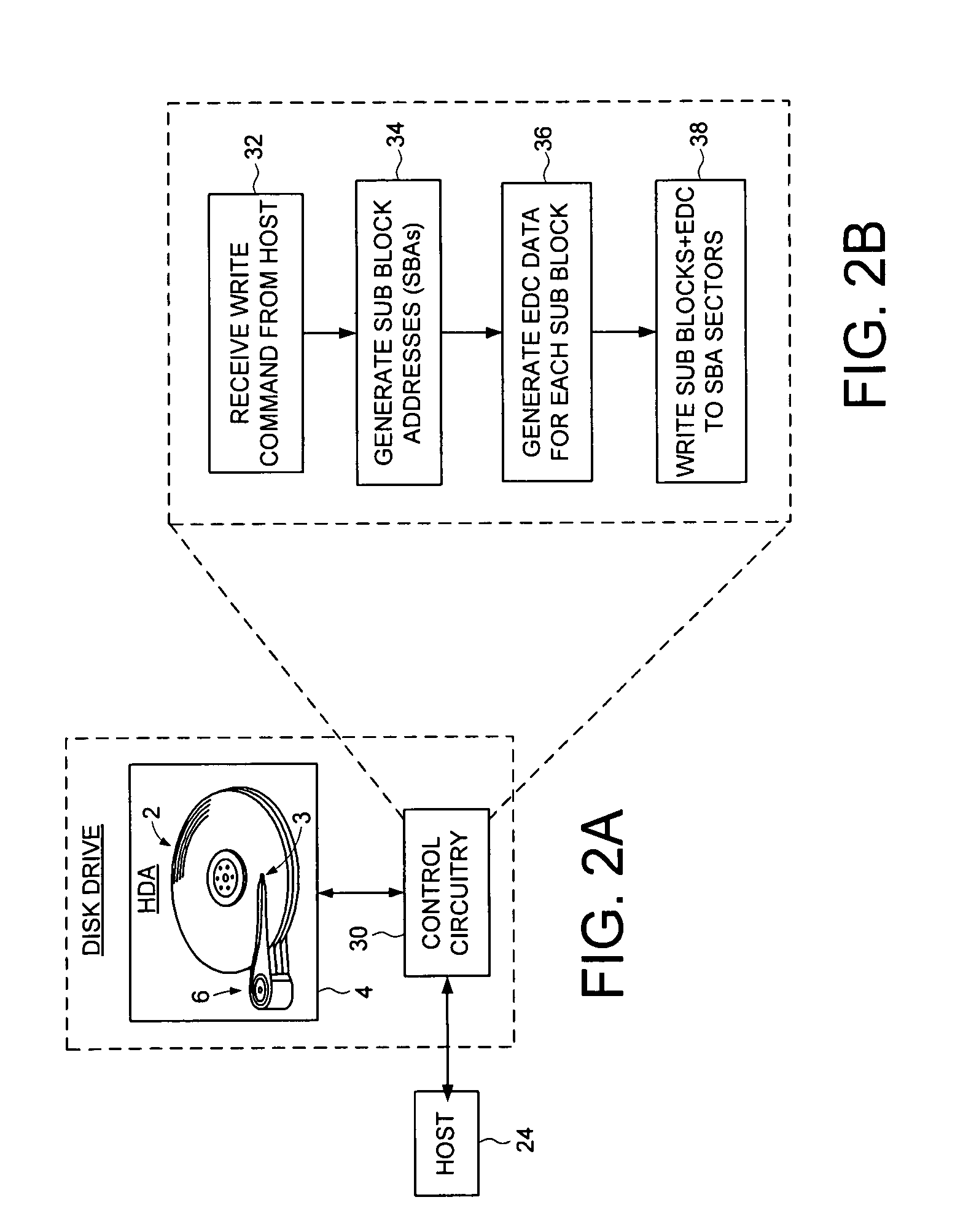 Storage device implementing data path protection by encoding large host blocks into sub blocks
