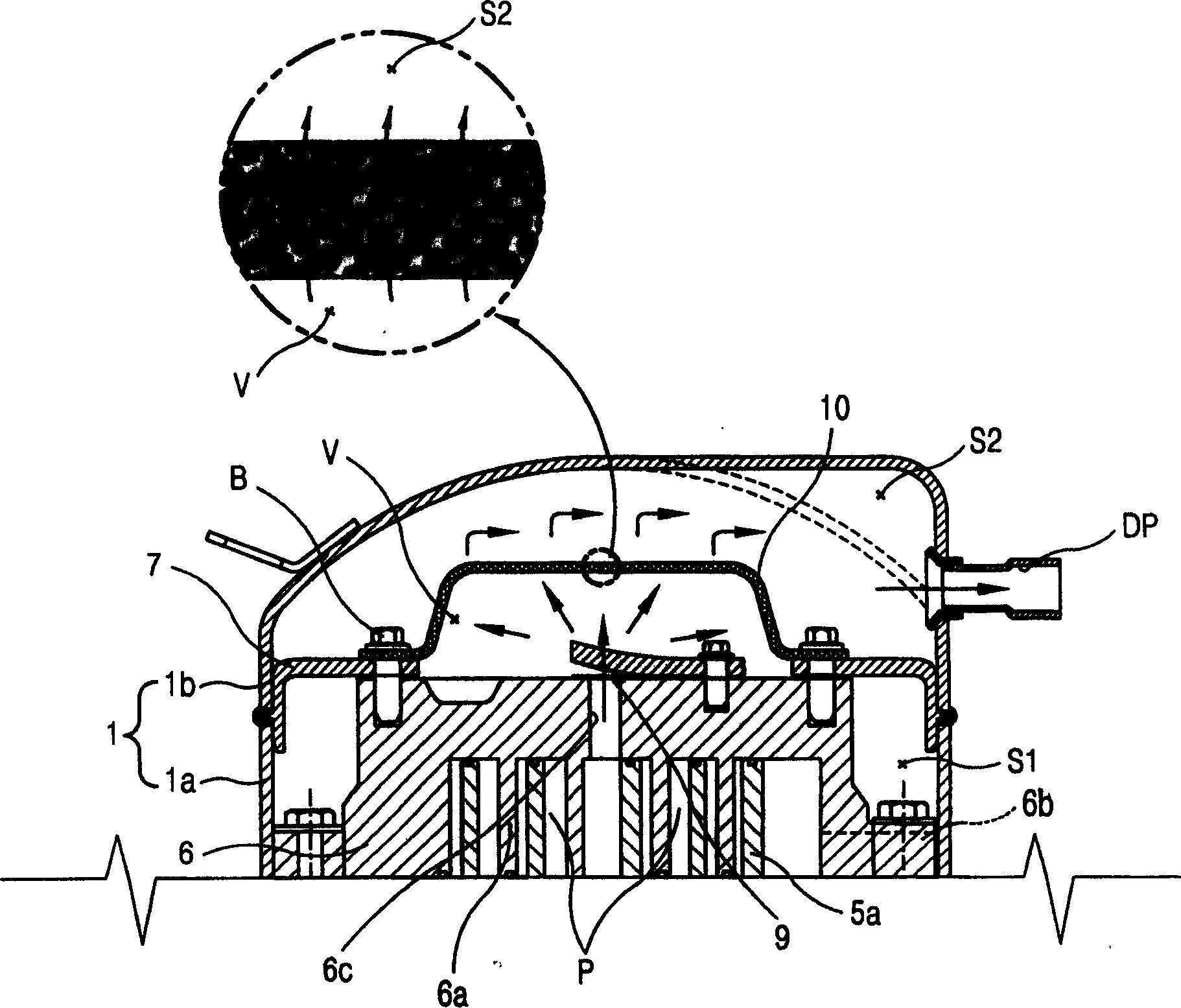 Noise reducing device for vortex type compressor