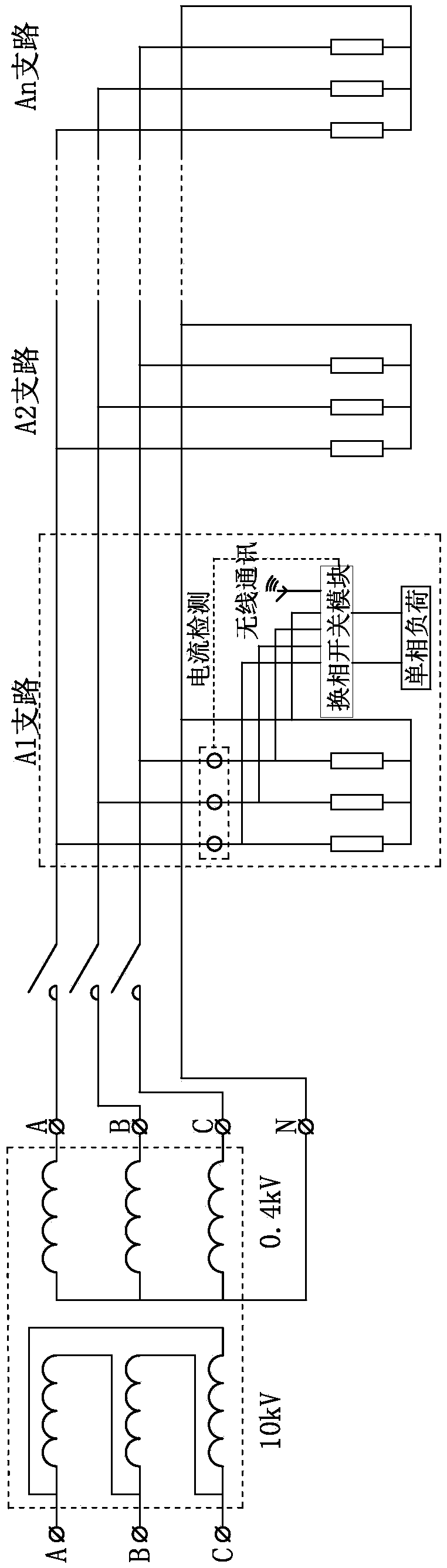 A commutation switch device and a dispatching application system adopting the commutation switch device
