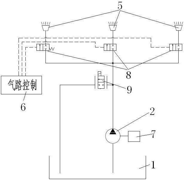 Sanitation vehicle low-pressure water path with adjustable flushing width