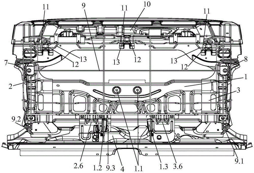 Split structure and assembly method of backrest frame of automobile rear seat