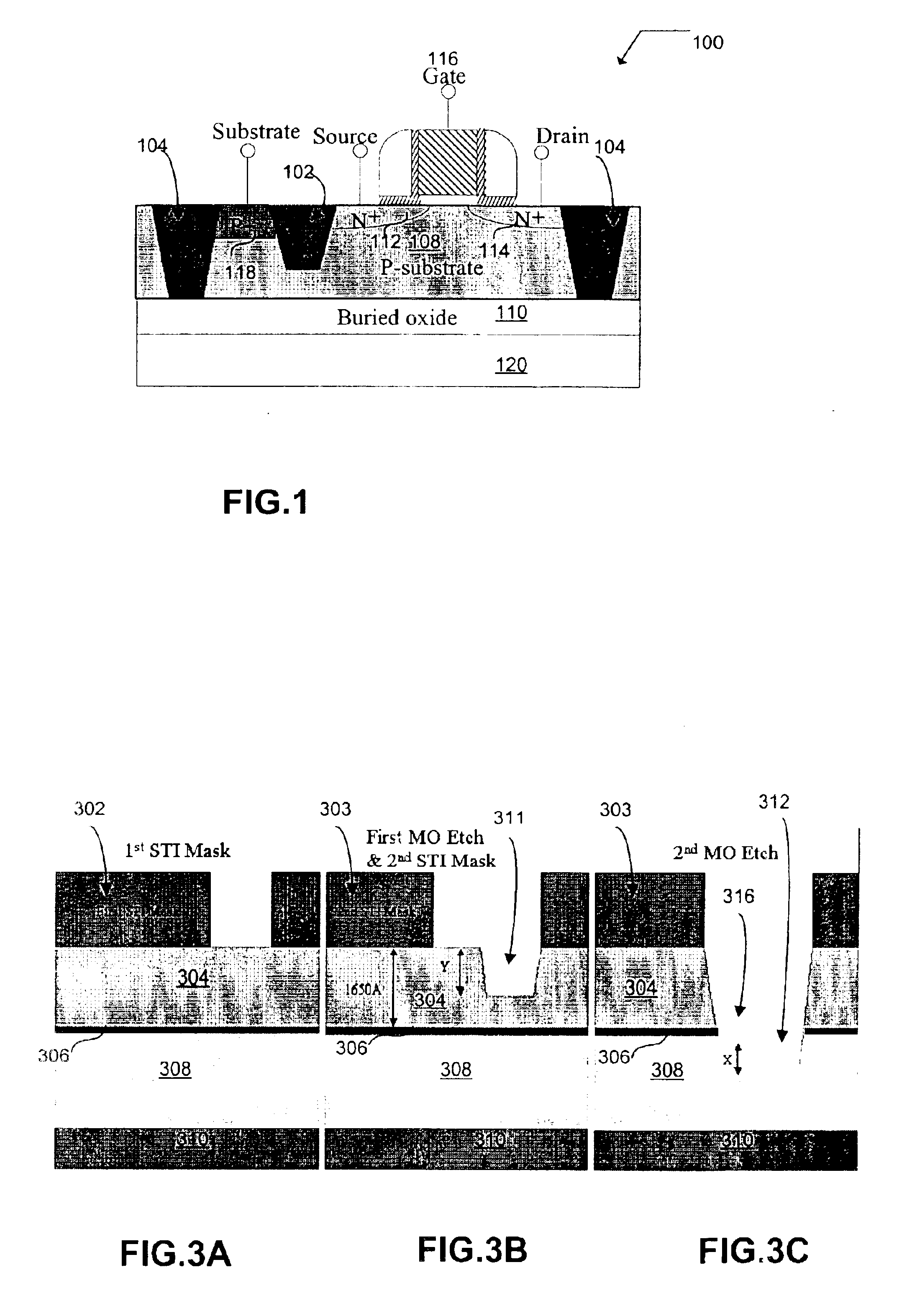 Fabrication of trenches with multiple depths on the same substrate