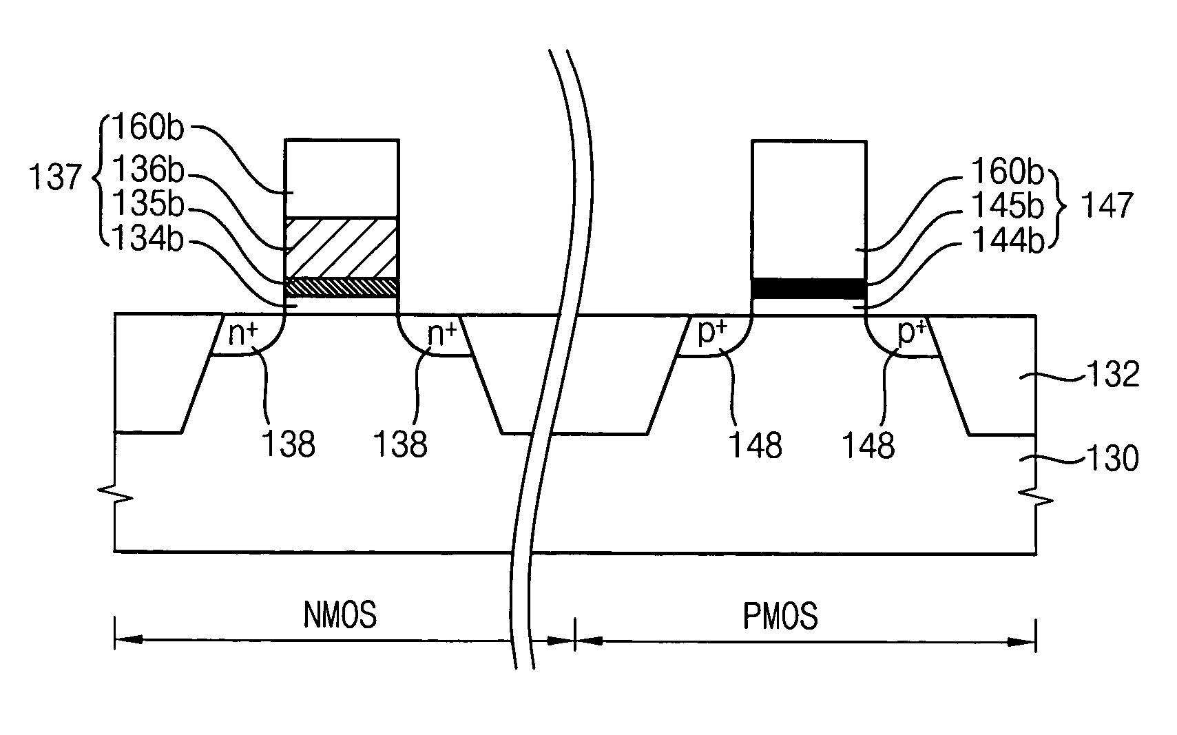 Integrated circuit devices including a dual gate stack structure and methods of forming the same
