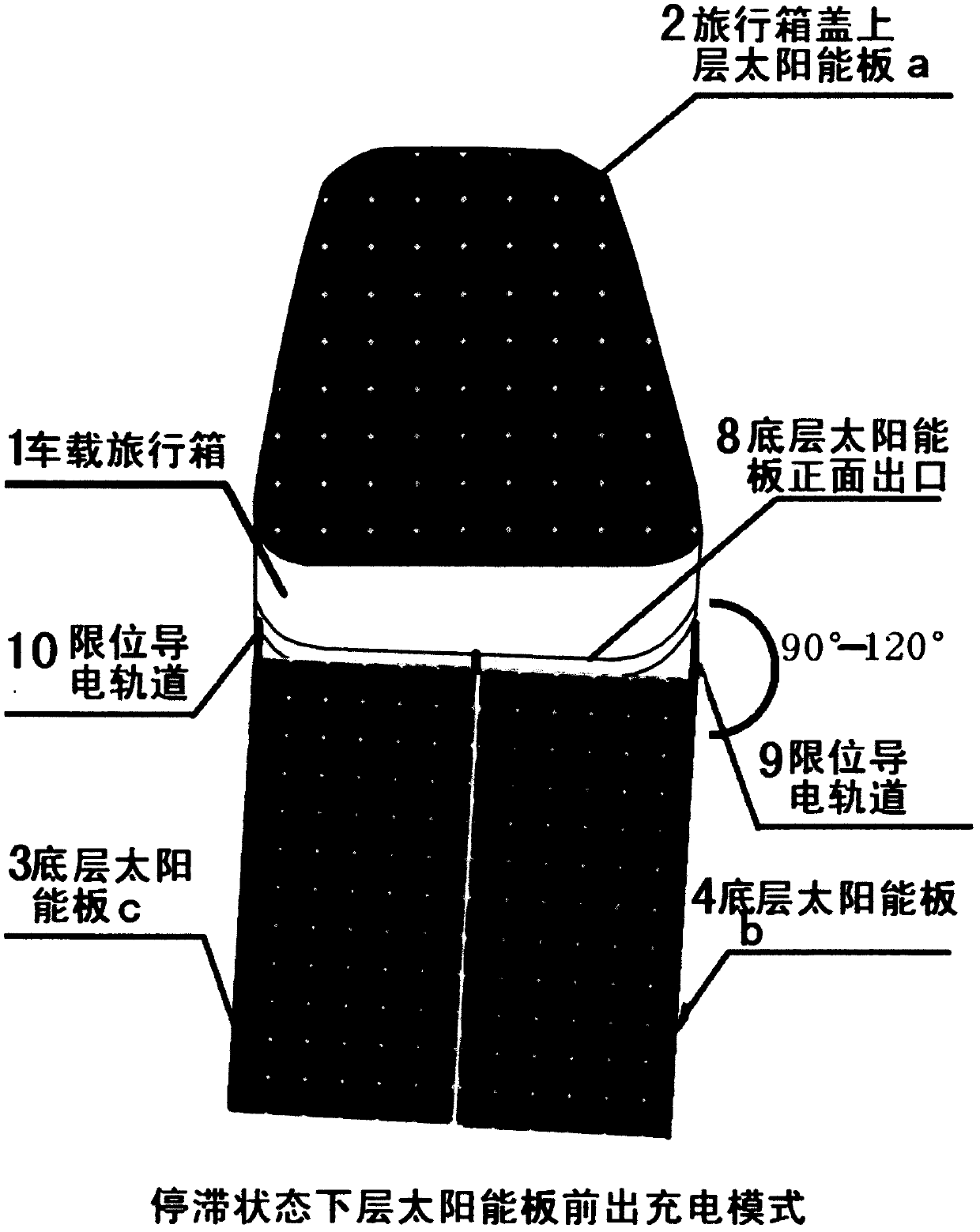 Vehicle-mounted traveling case type solar charging device of electric vehicle