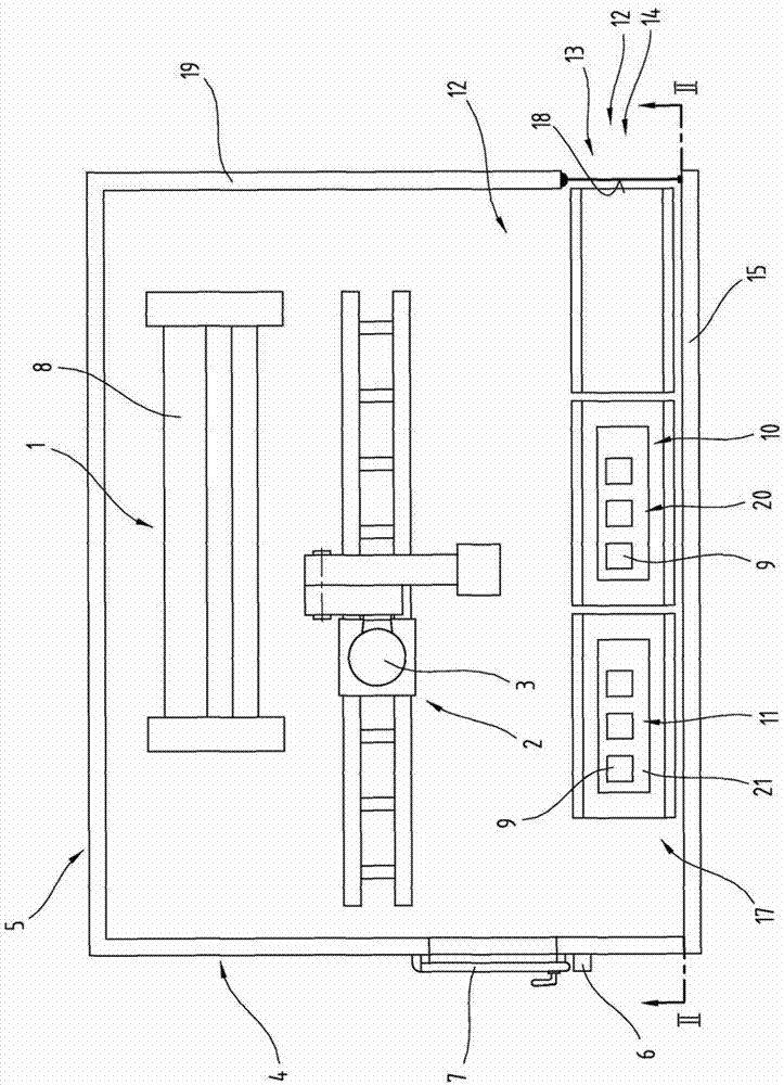 Production cell with a workpiece transfer device, and transport device for workpieces and part carriers