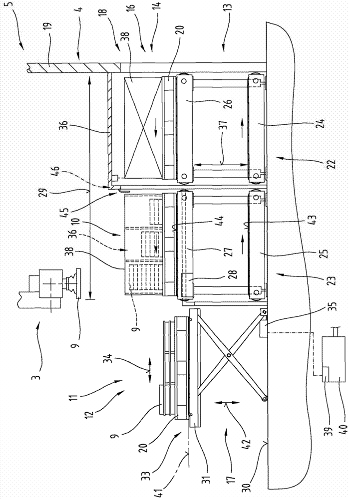 Production cell with a workpiece transfer device, and transport device for workpieces and part carriers