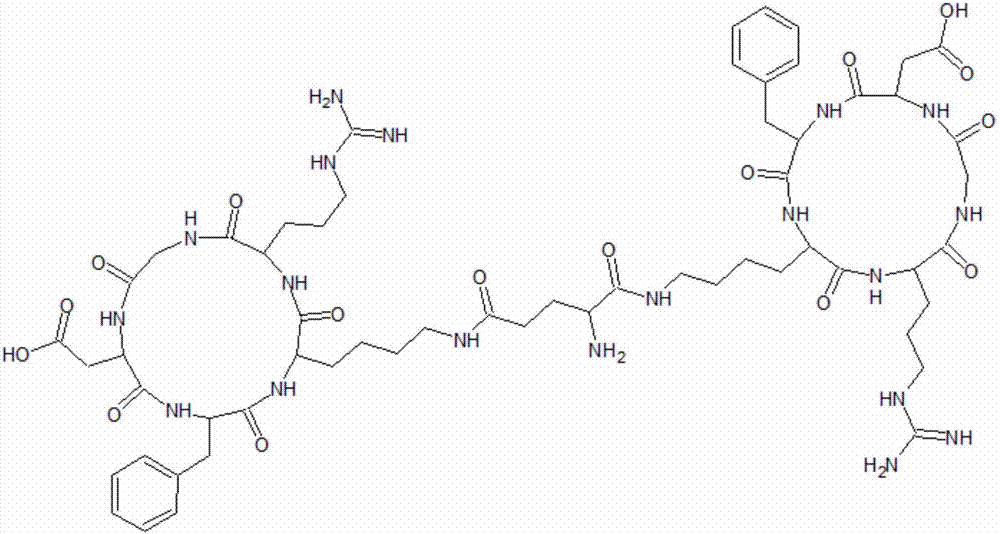 Biscyclopeptide E(c(RGDfK))2 and preparation method thereof