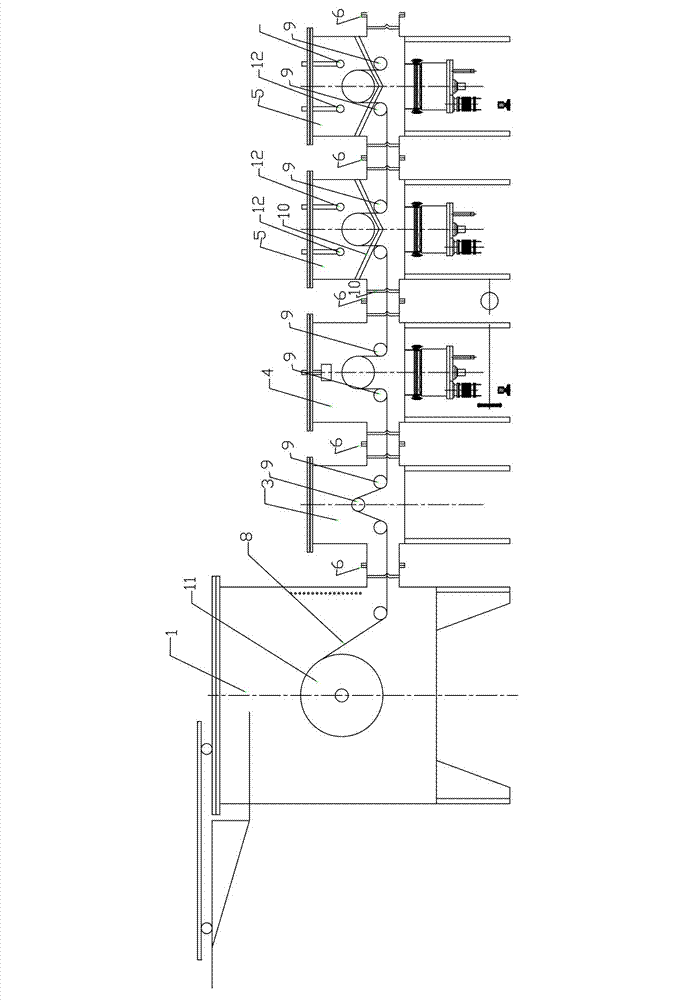 Continuous winding magnetic control sputtering vacuum coating device