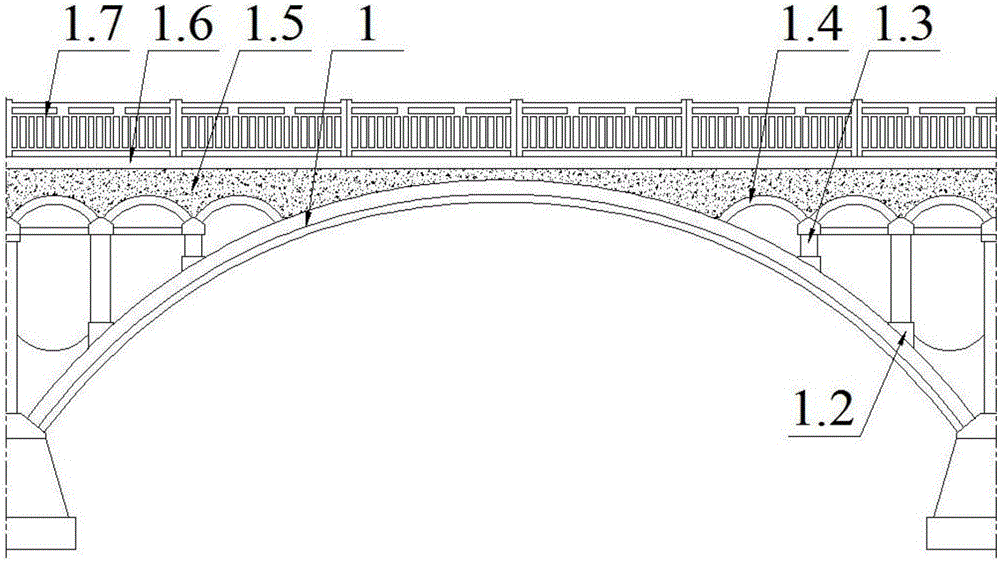 Composite cover arch reinforcing method for arches of two-way curved arch bridge