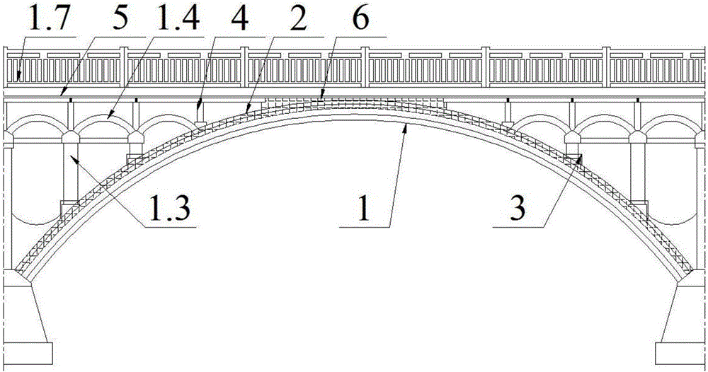 Composite cover arch reinforcing method for arches of two-way curved arch bridge