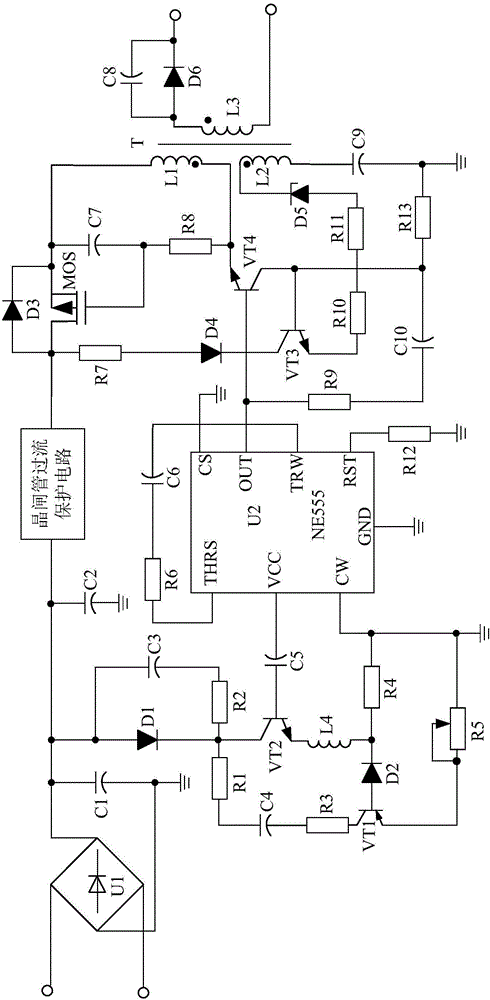 Aerator-used adjustable power supply based on thyristor over current protection circuit