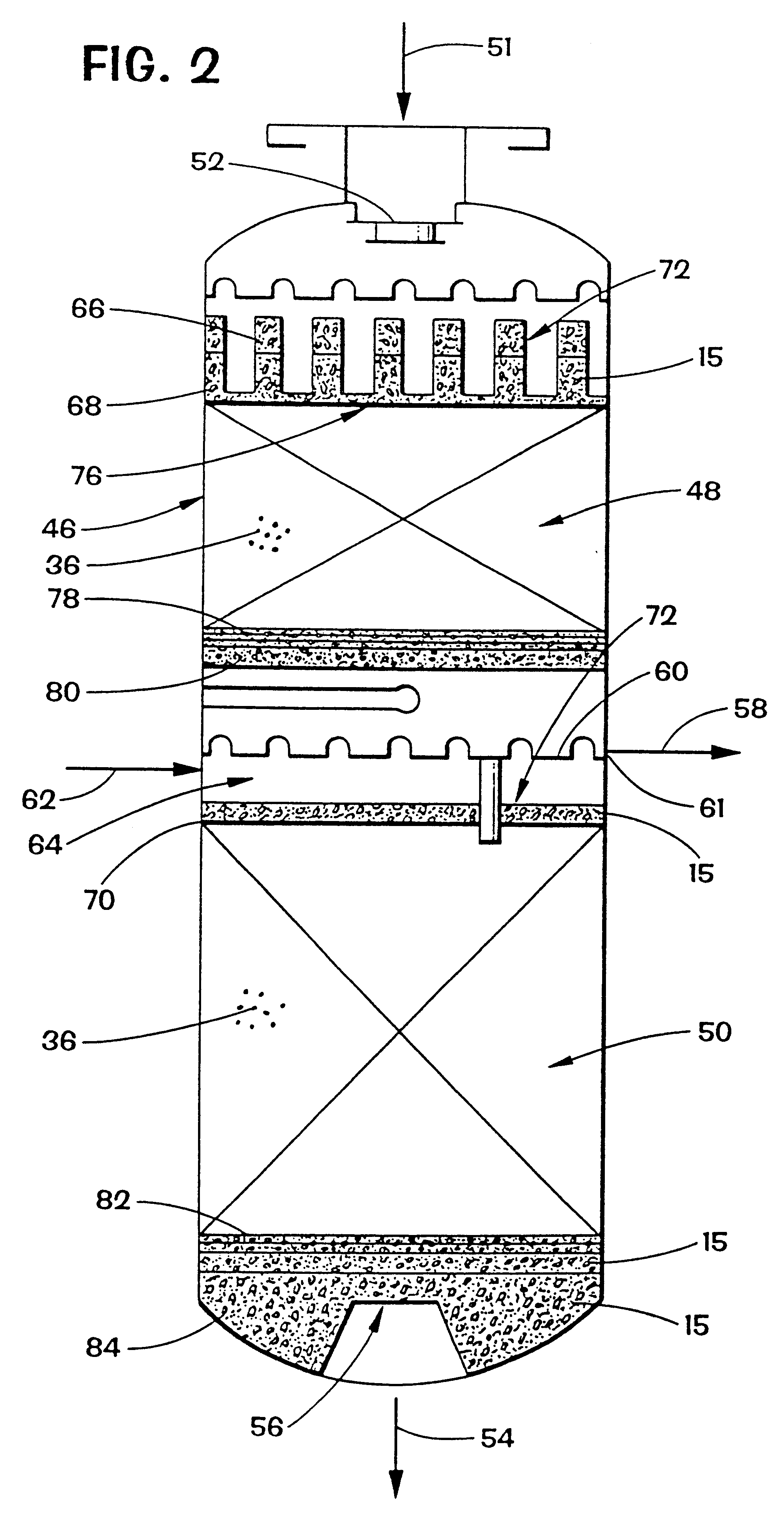 Filtration and flow distribution method for chemical reactors