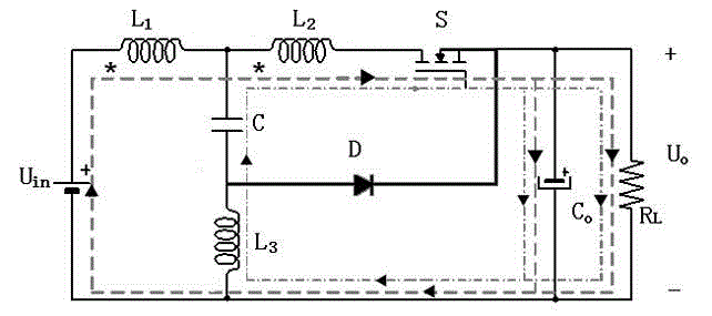 Step-down cuk circuit with tapped inductance and large ratio