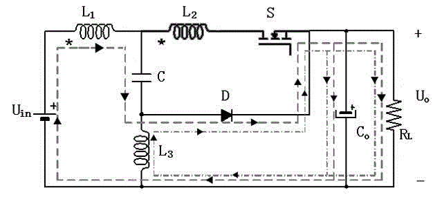 Step-down cuk circuit with tapped inductance and large ratio