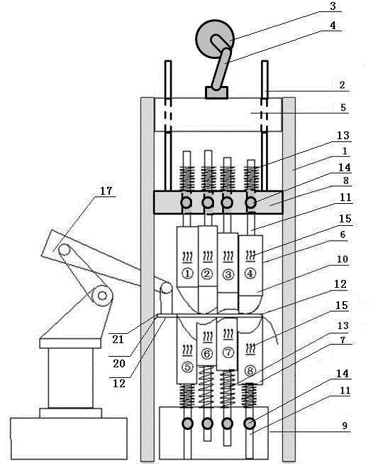 Stamping method and equipment for producing fiber-enhanced composite preforms