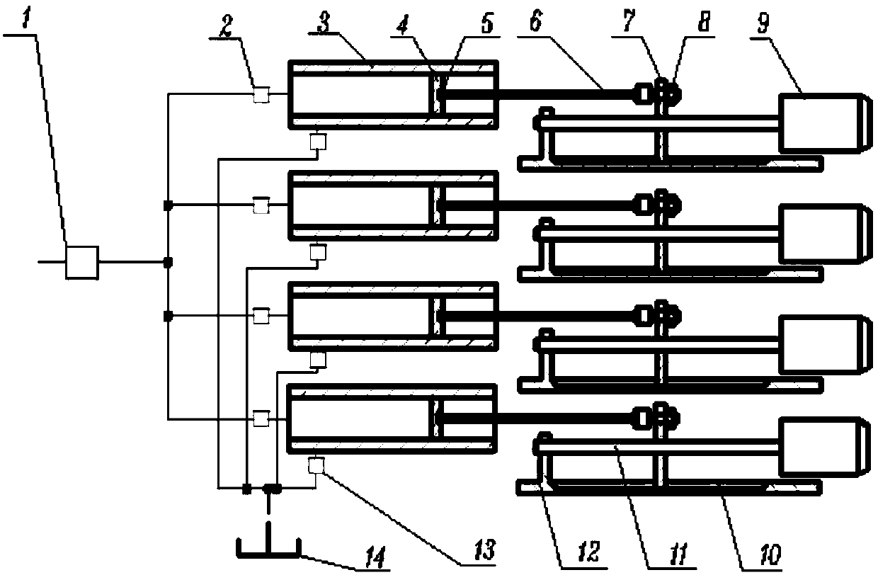 A precise small-flow fuel oil supplying system based on pistons and hydraulic cylinders