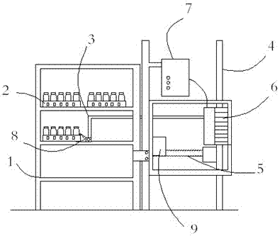 Method and device for automatic loading and unloading of bottle baskets for edible fungus production