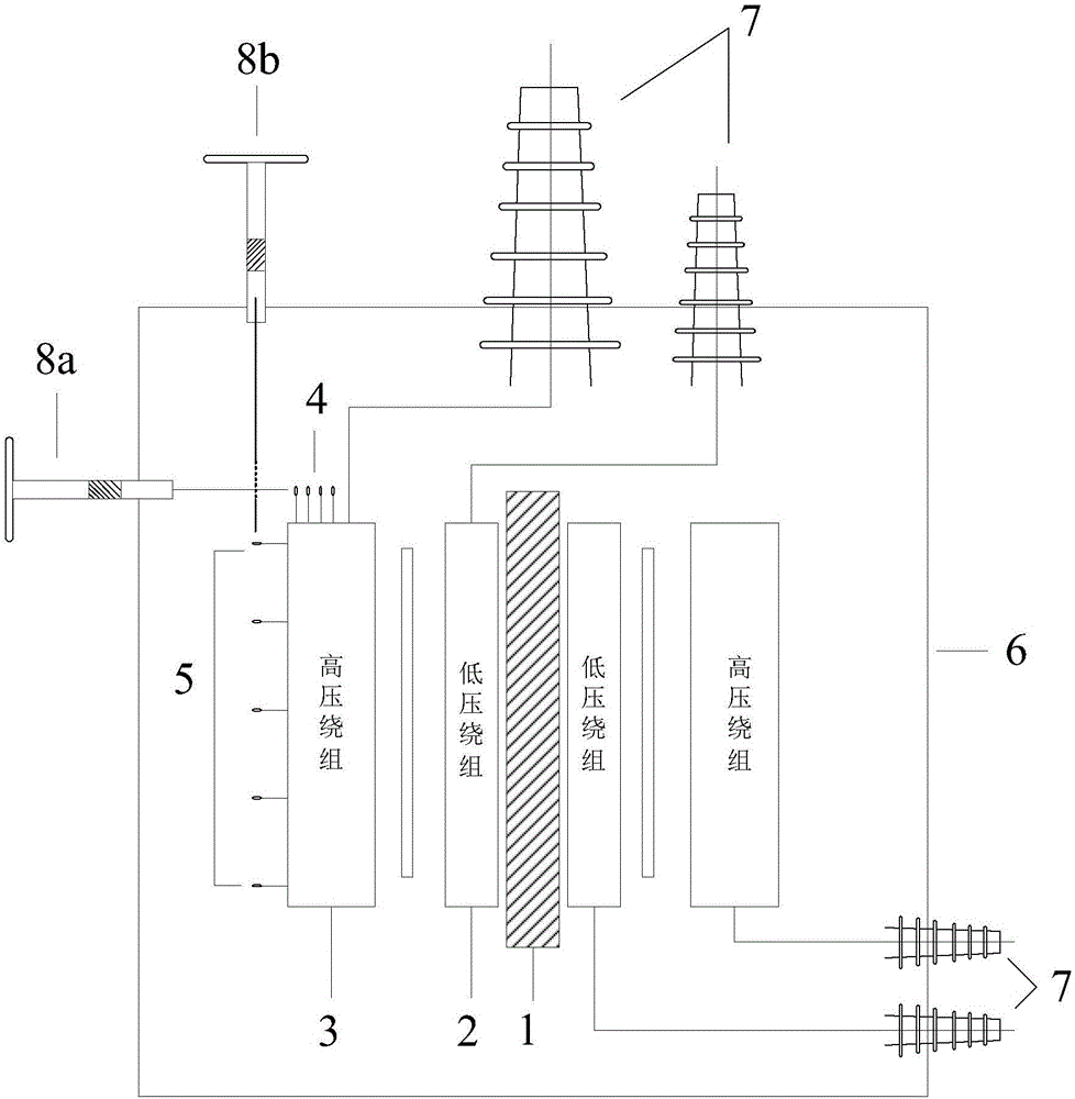 Distribution transformer for simulating short circuit state of winding
