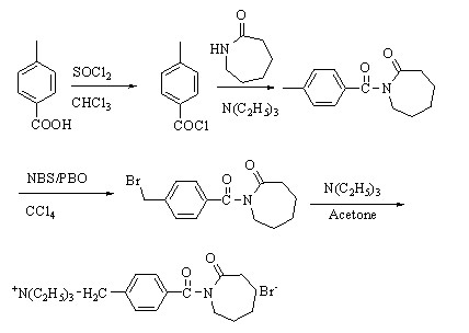 Preparation method of N-[4-(triethyl aminomethyl) benzoyl] caprolactam bromide