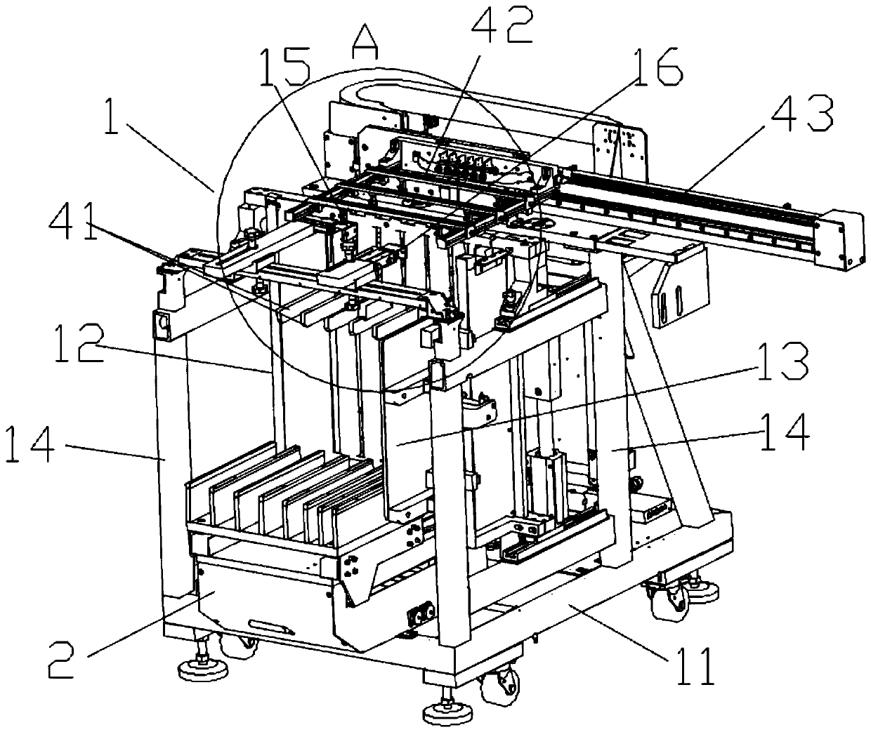 Material transfer device, loading equipment, discharge equipment and detection system