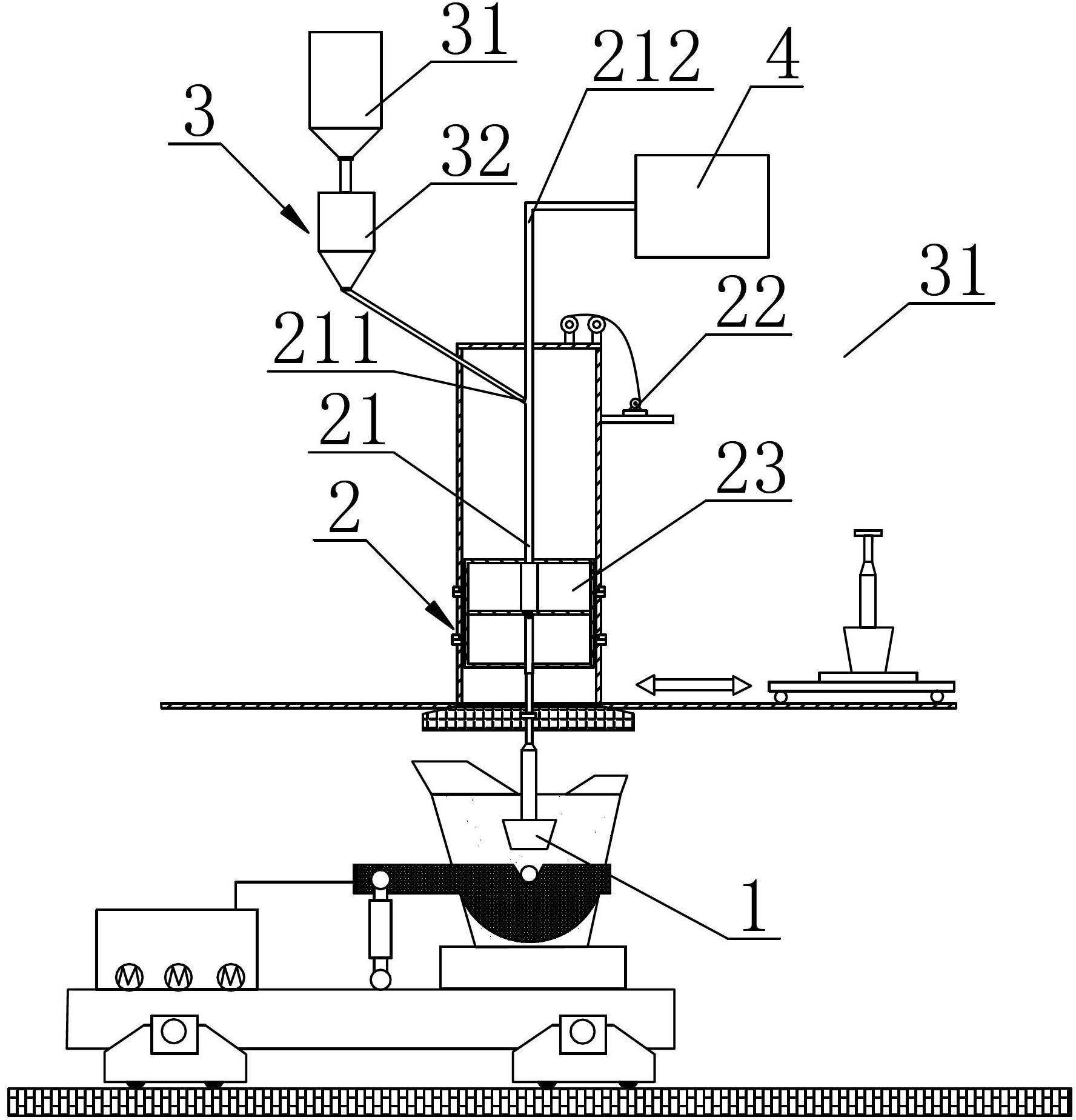 KR (knotted reactor) powder spraying, stirring and desulfurizing device and method