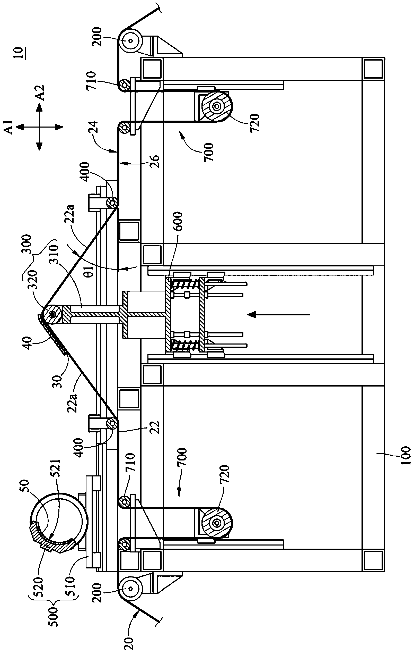 Curved surface laminating device