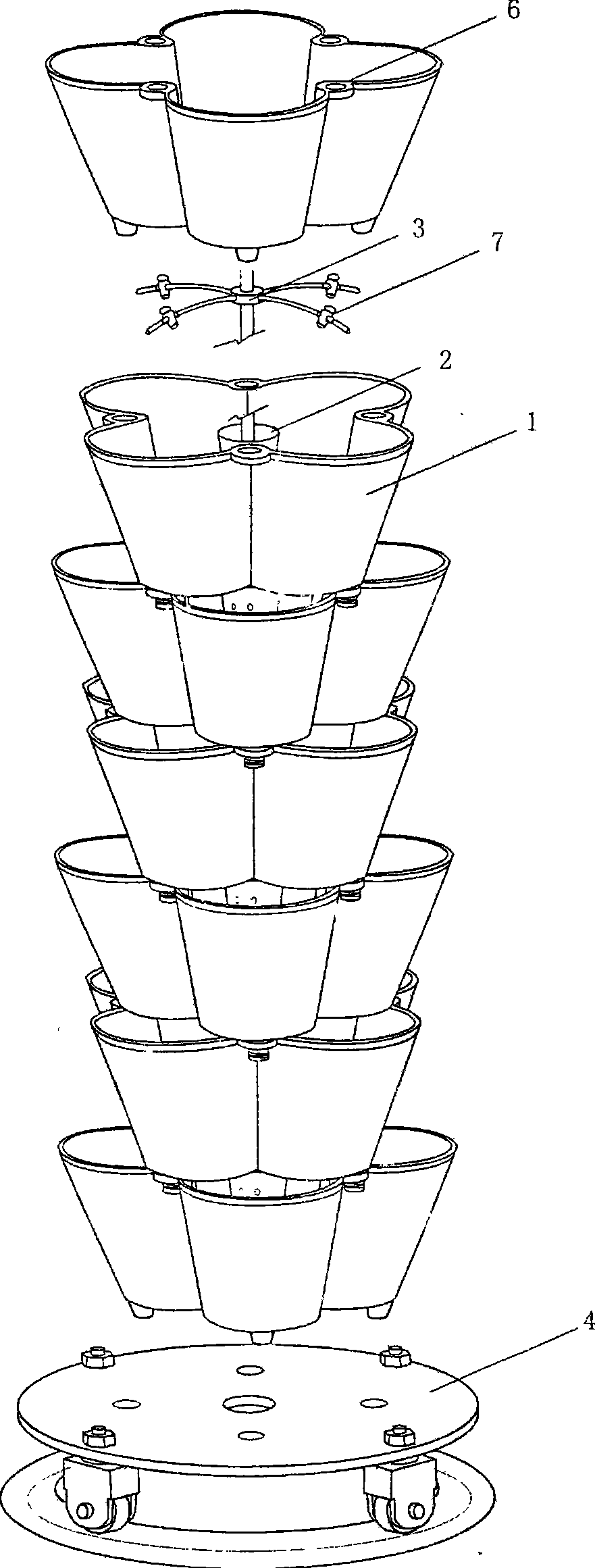 Stereo combined flower pot with function of drop irrigation
