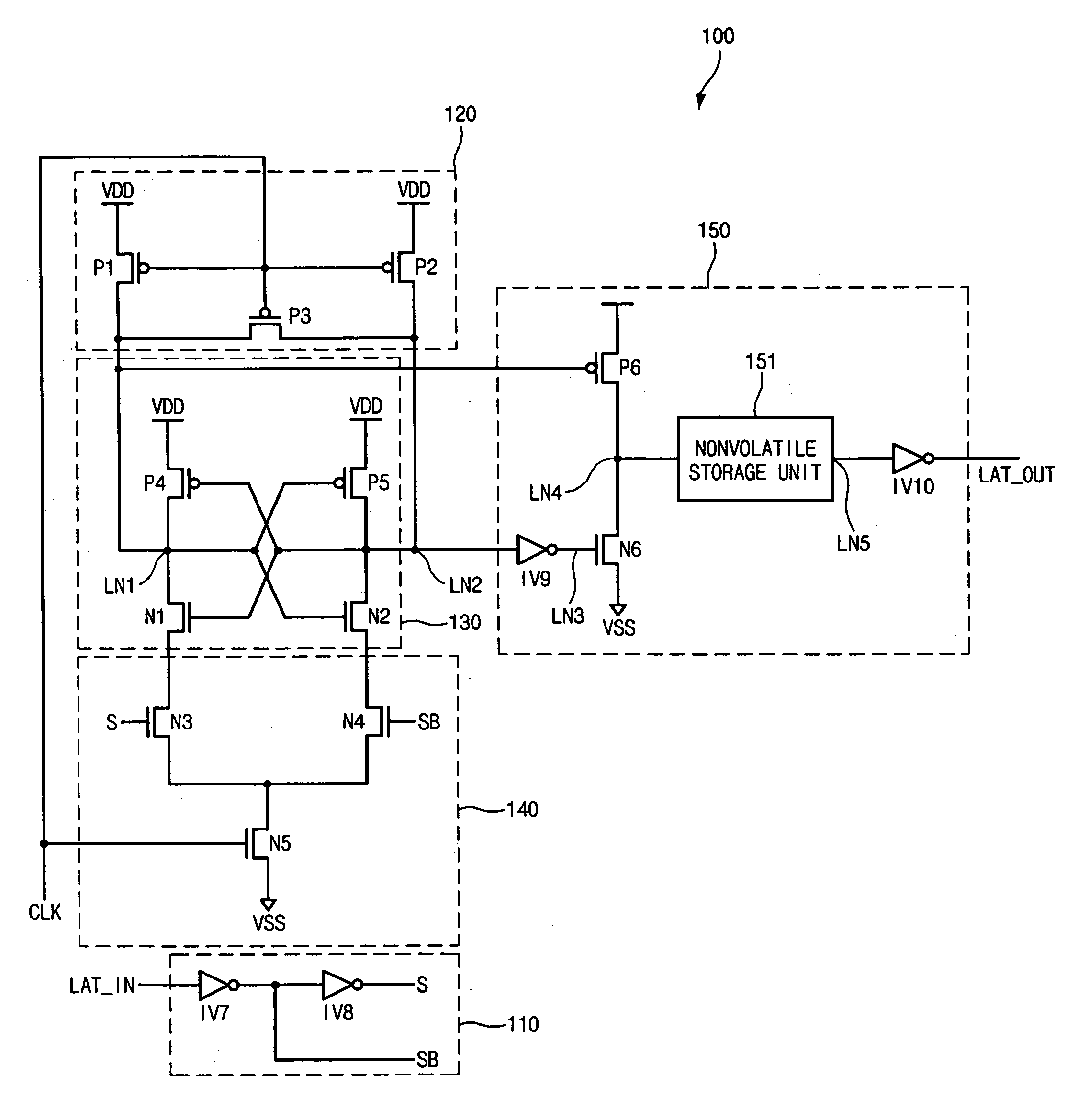 Nonvolatile latch circuit and system on chip with the same