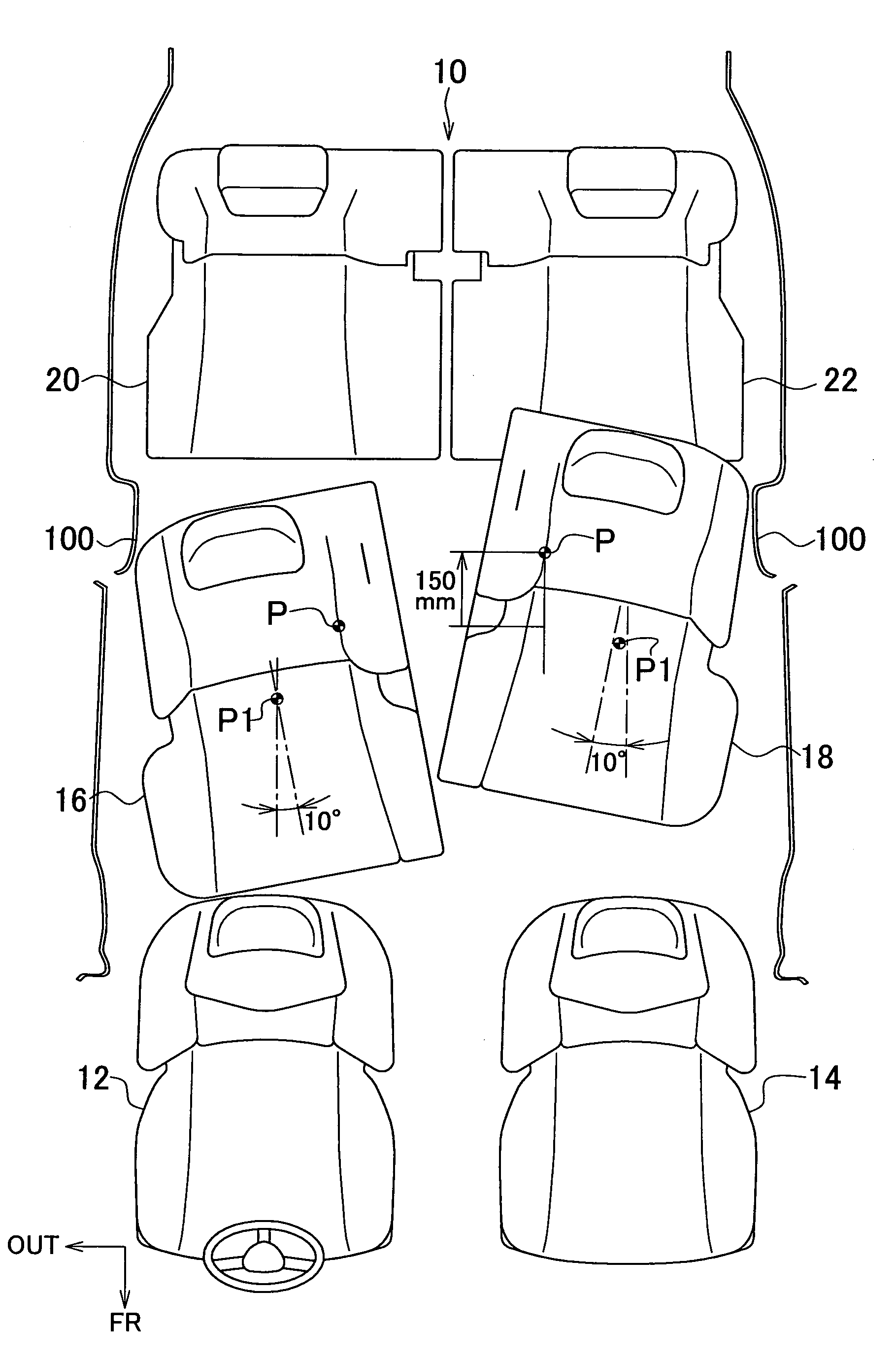 Vehicle seat arranging structure