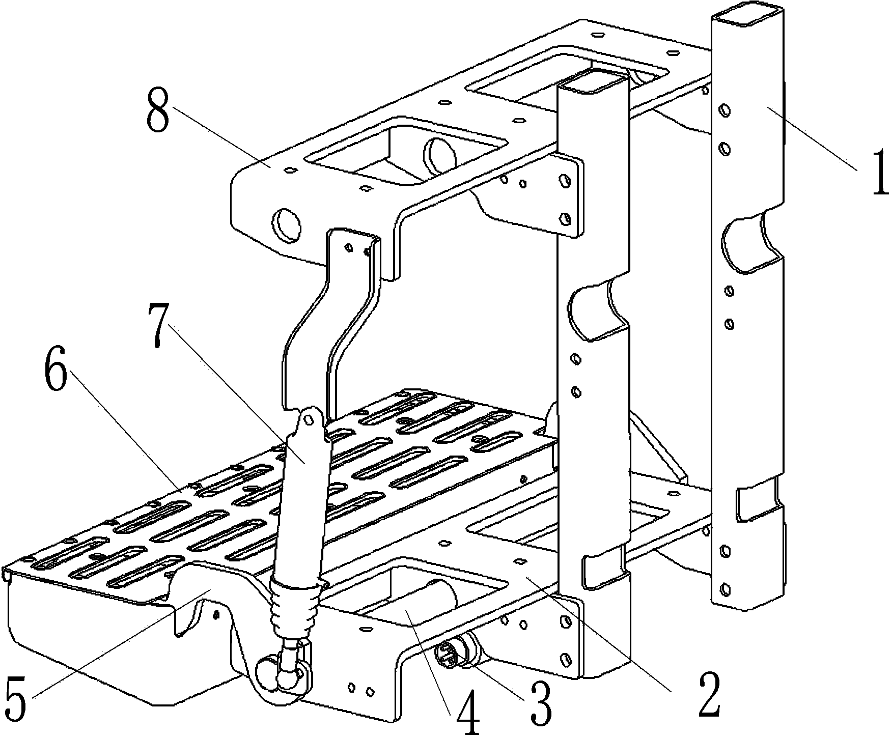 Control method for automatic overturning getting-on pedal and getting-on pedal overturning device