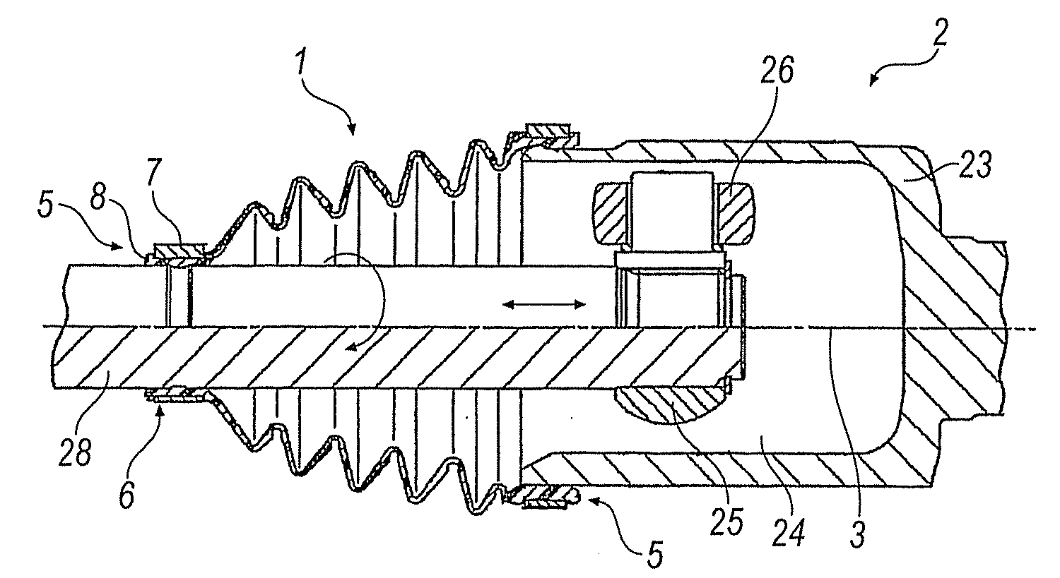 Bellows for a joint arrangement, comprising a receiver for a retainer ring
