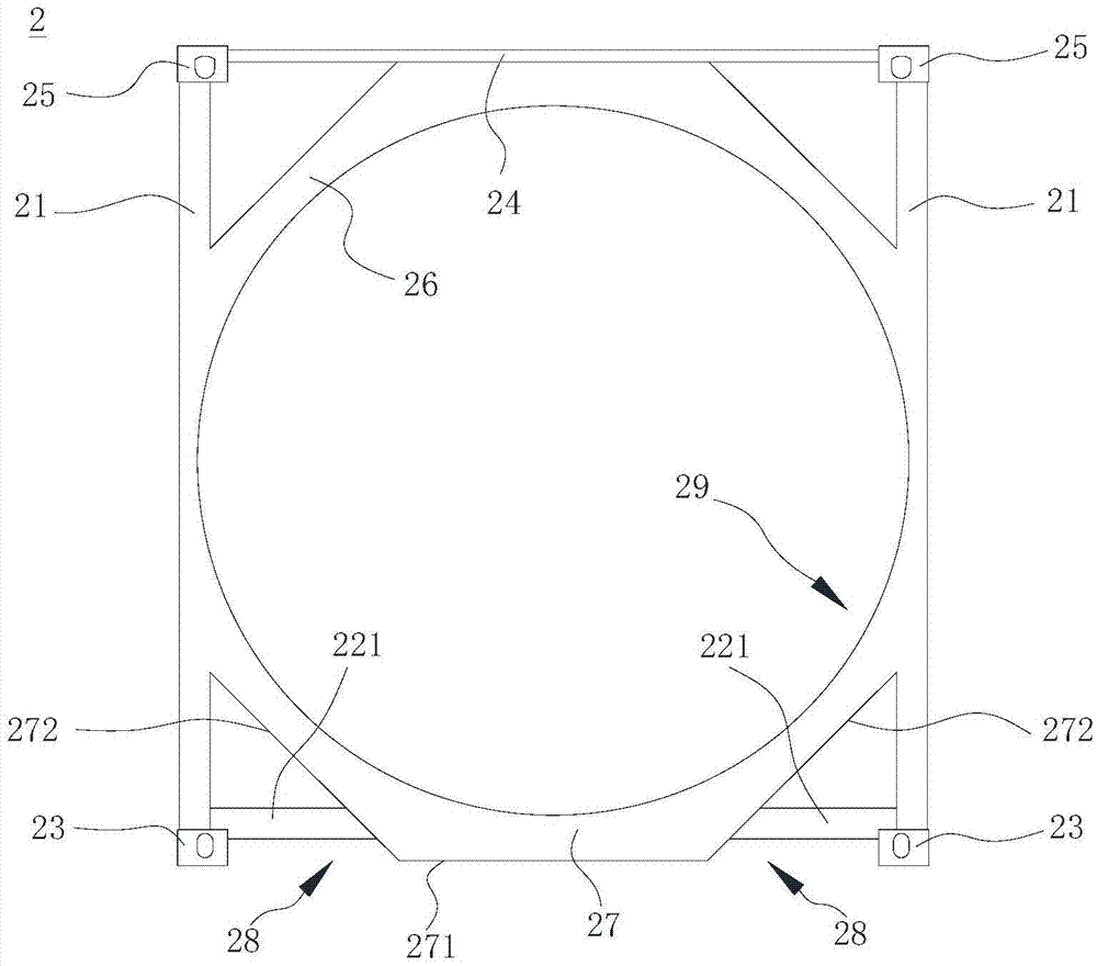 Tank container and end frame thereof