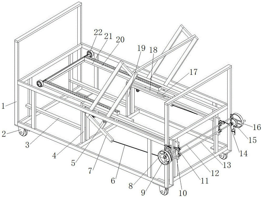 Nursing bed for patients with manual lifting of back and bending of legs