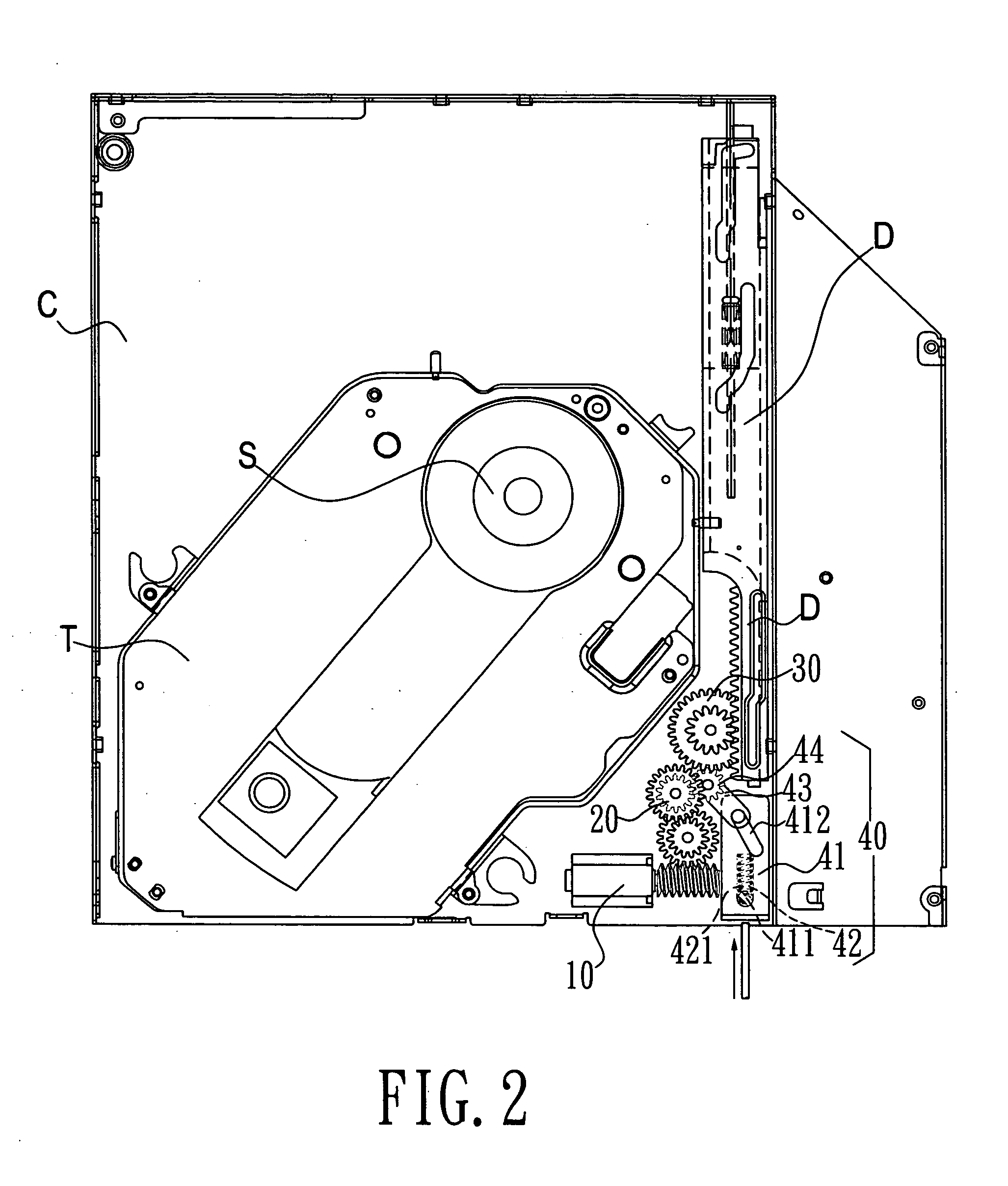 Disc emergent ejecting mechanism for optical disc drive