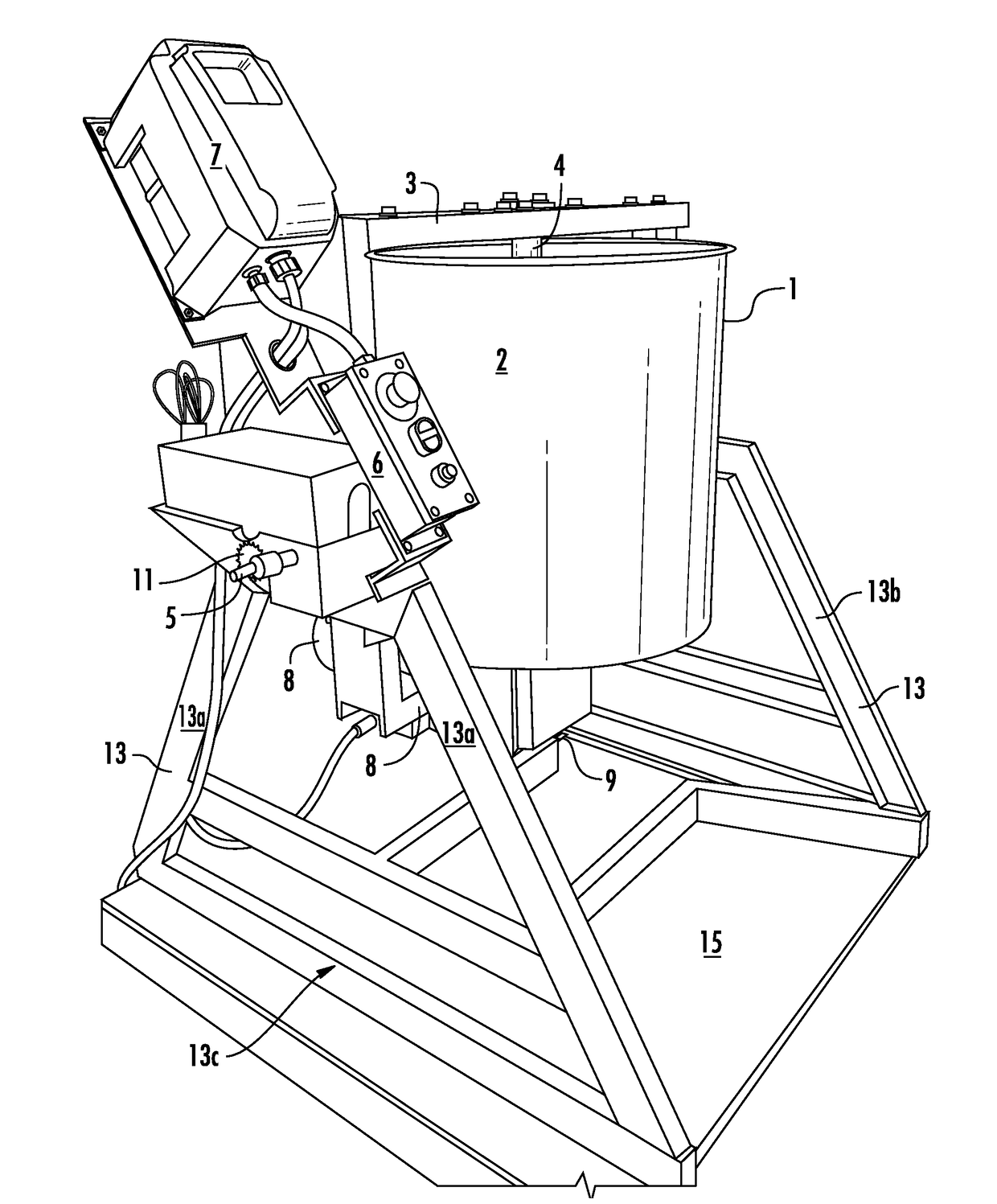 Large capacity upright tilting wet stone grinder