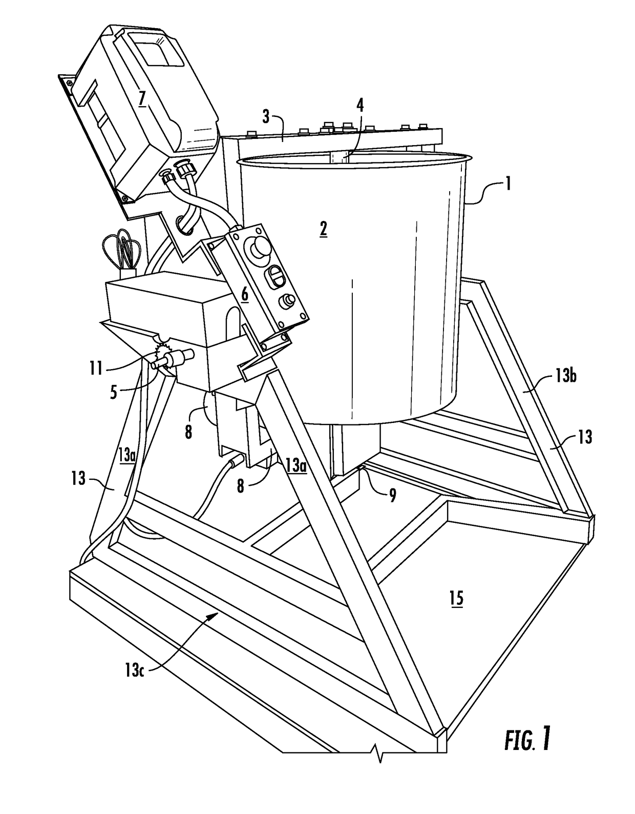 Large capacity upright tilting wet stone grinder