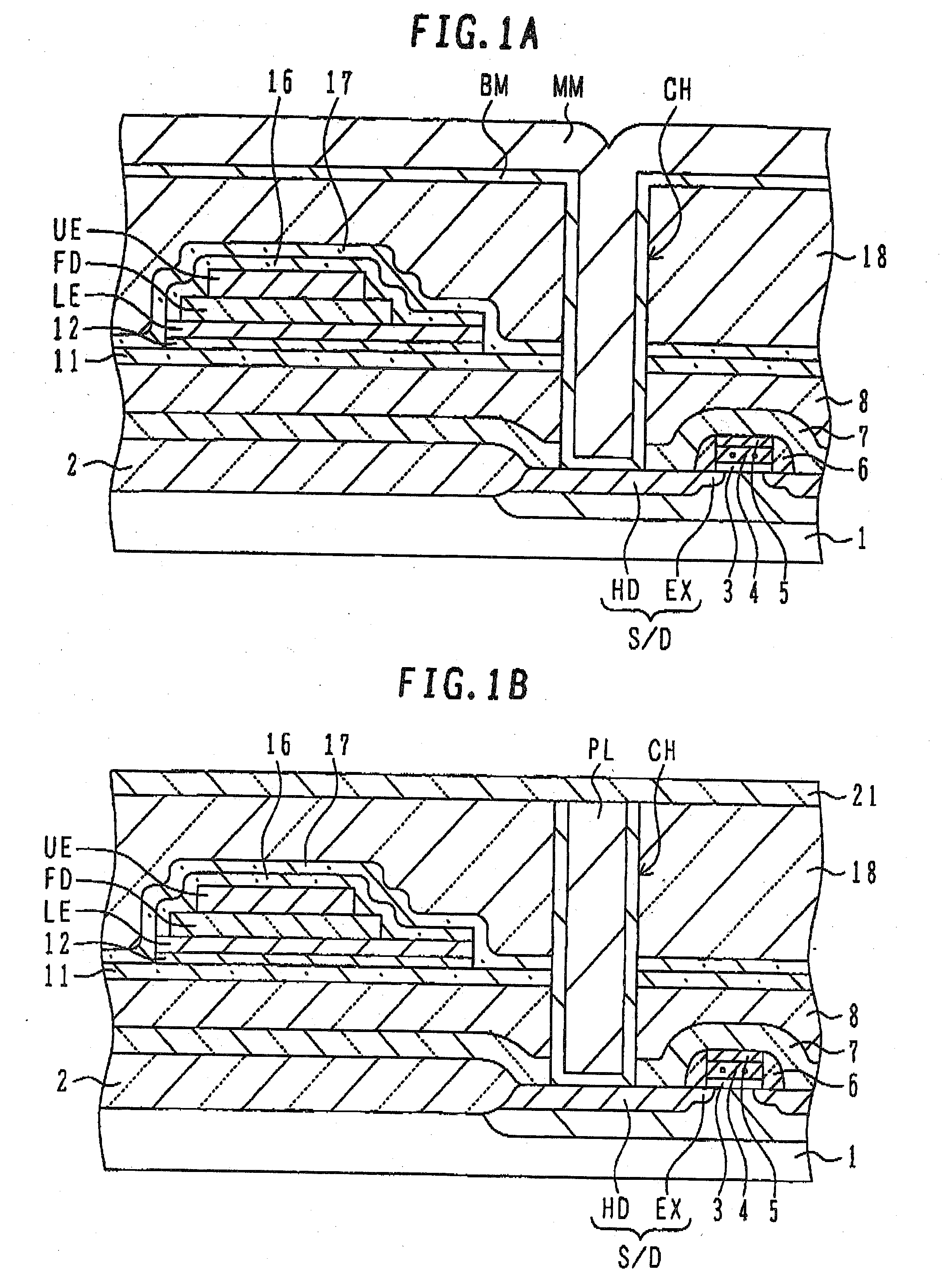 Semiconductor device with ferro-electric capacitor