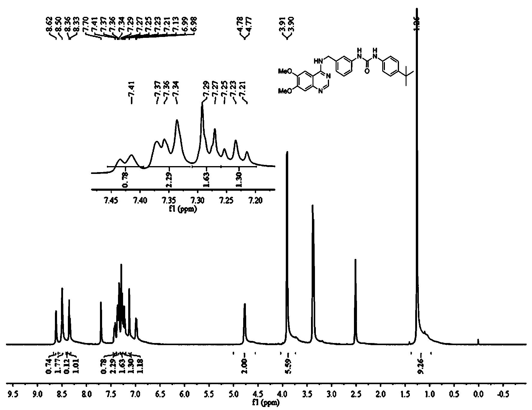 Quinazolinyl-aryl urea derivatives with antitumor function and application thereof