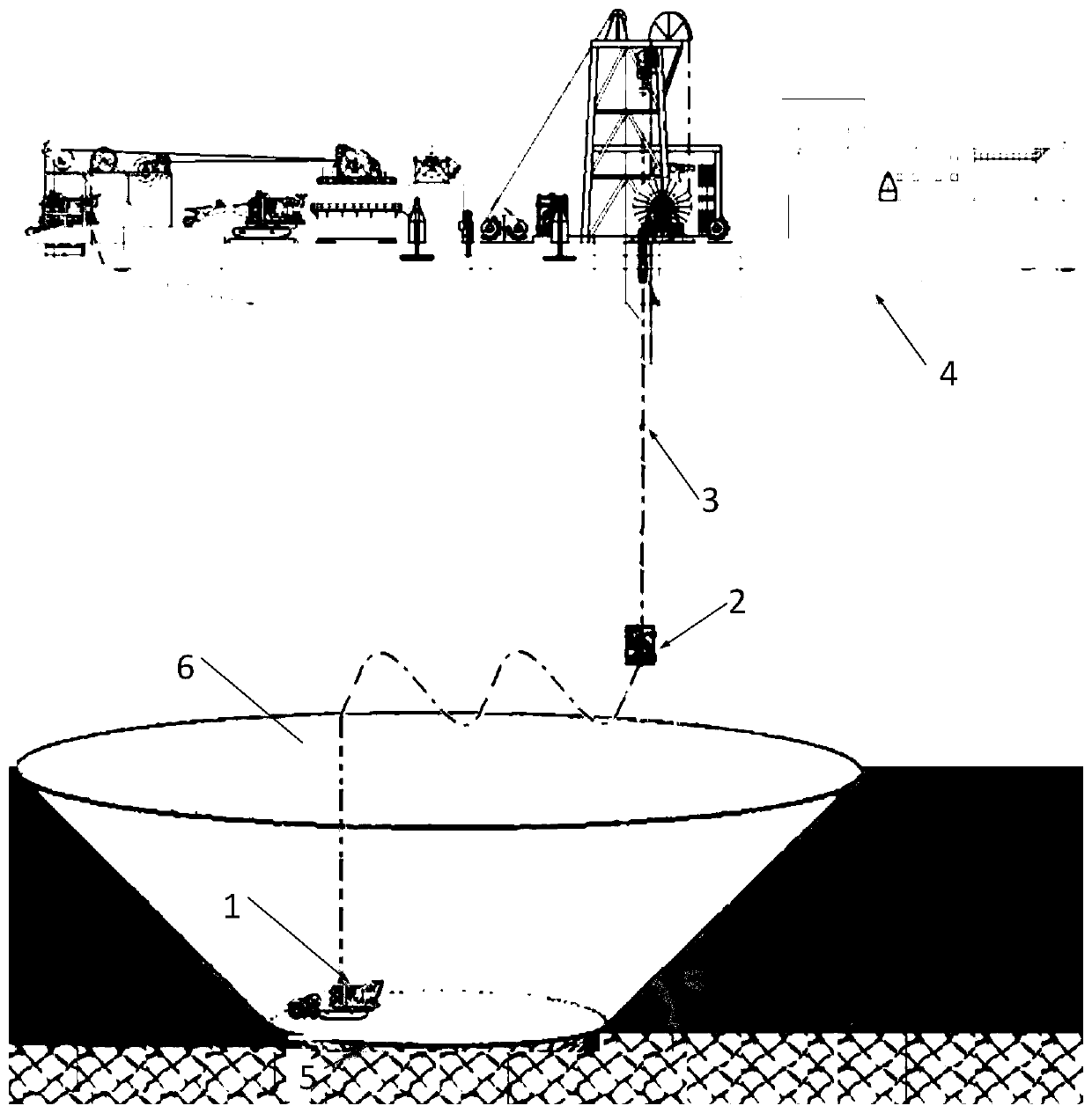 Mining system based on the mining of massive hydrate solids in the shallow surface of the ocean