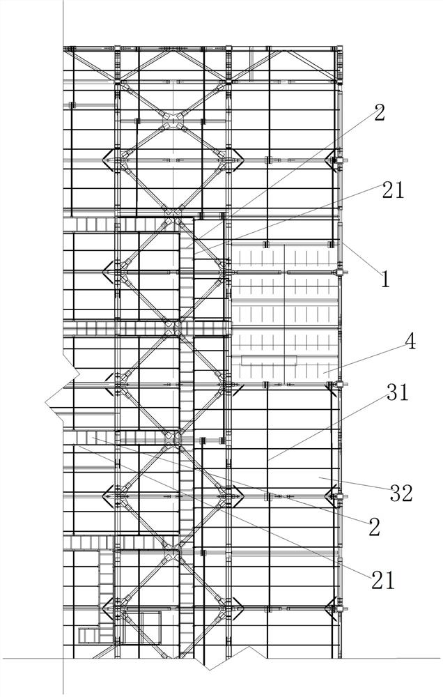 High-altitude operation platform arranged on lower chord of truss and building method thereof